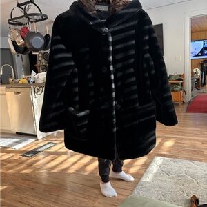 Novelti Black and Leopard Fur Coat (L)